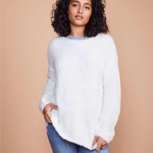 Lou & Grey ivory cream fuzzy furry casual sweater